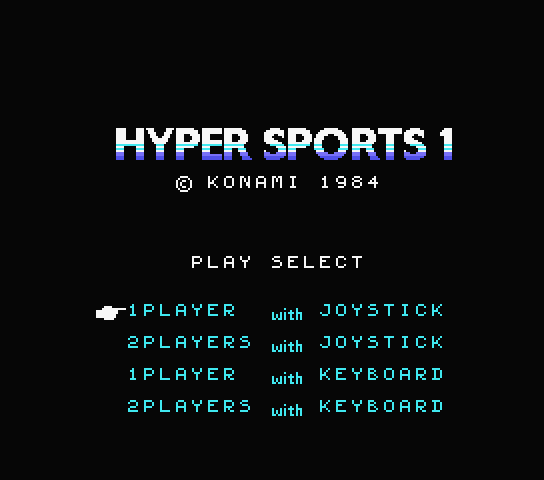 Hyper Sports 1 title screen for MSX